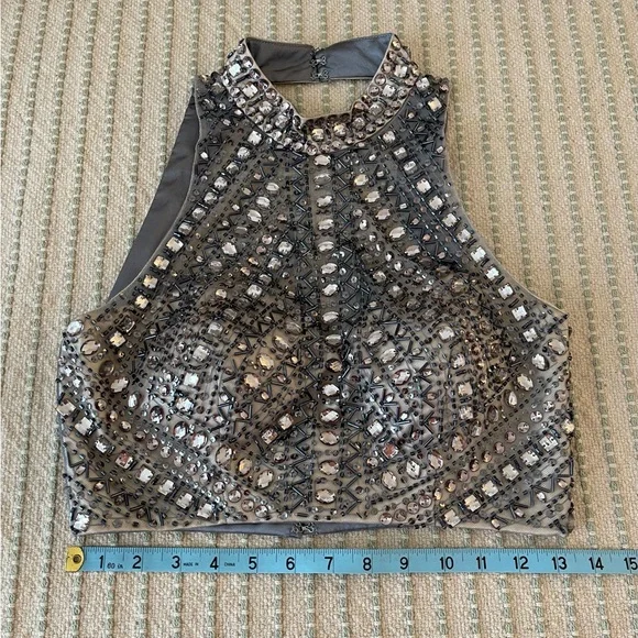 Blonde Nites - Embellished Halter Crop Top - Size 3 - Picture 4 of 7